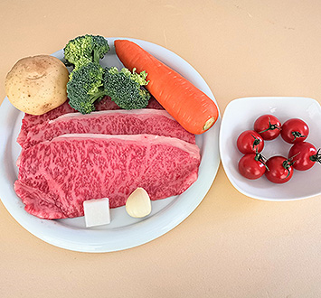 秋田牛のガーリックステーキの材料